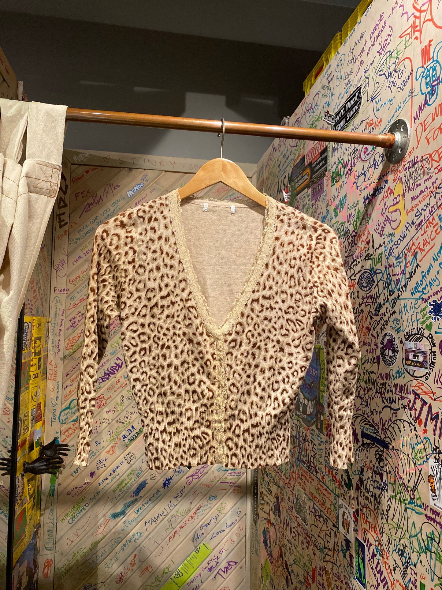 Brown Leopard Lace Button Up Cardigan Shirt
