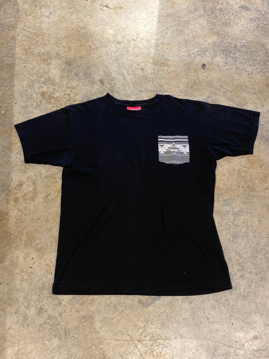 Mishka Medium Black Striped Pocket Tee Shirt