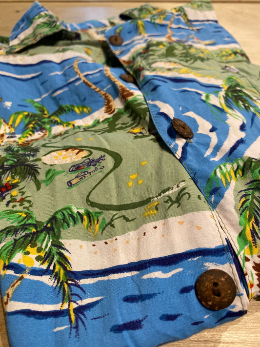 John Severson Kahala Vintage Hawaiian Button Up Small Golf Shirt