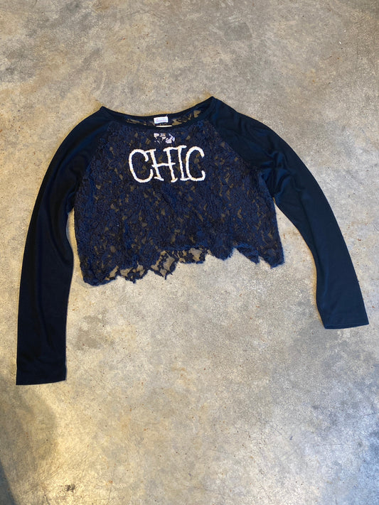 Ten Sixty Chic Black Lace Long Sleeve Shirt