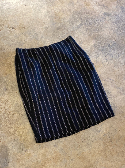 Chic Petites Pinstripe Skirt 6 Made in Canada Vintage Black