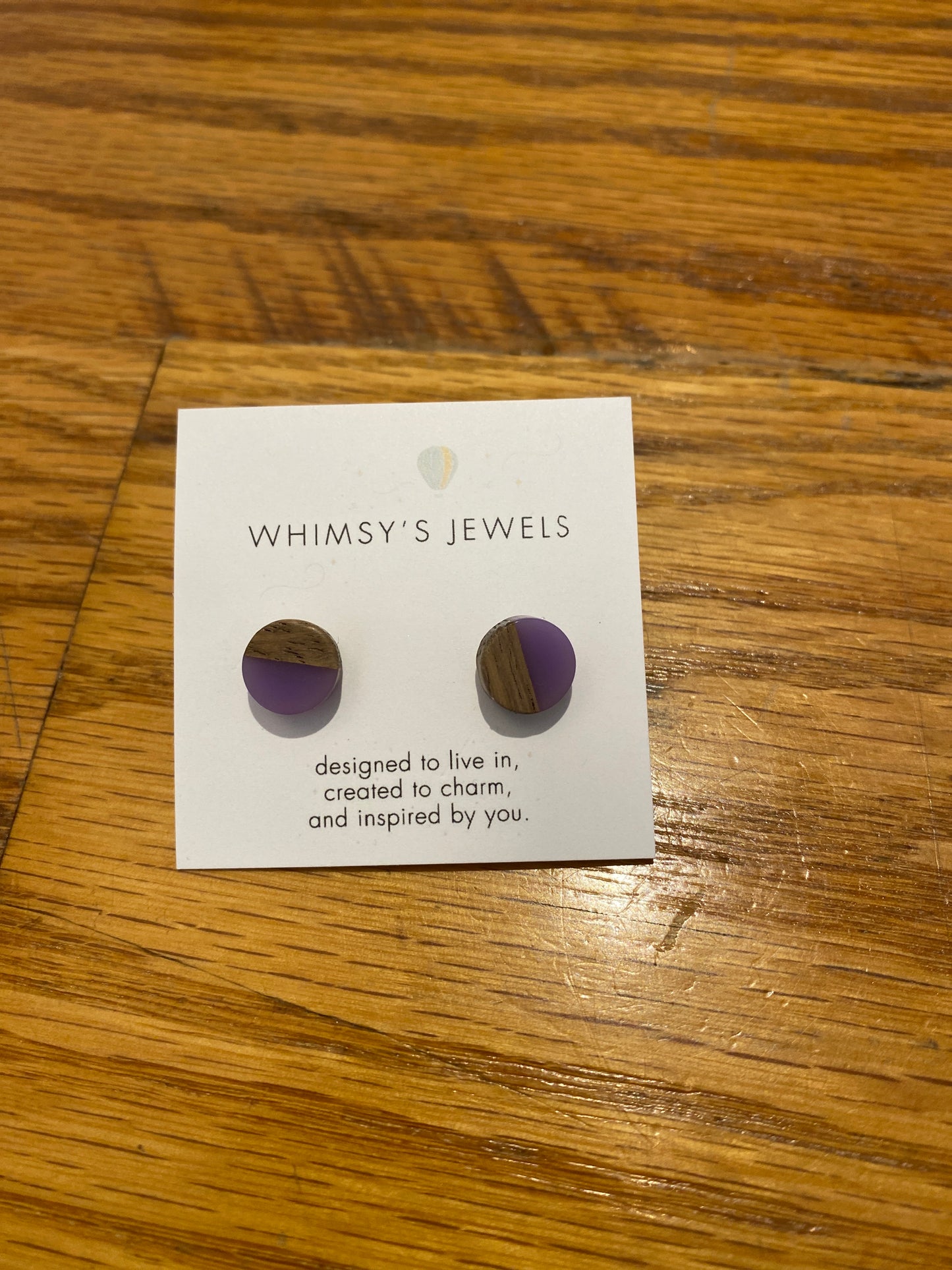 Whimsy’s Jewels | Round Wood Resin Stud Earrings