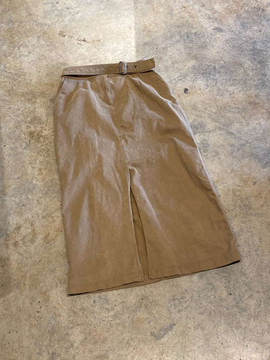 Unbranded Taupe Skirt with Belt and Front Slip