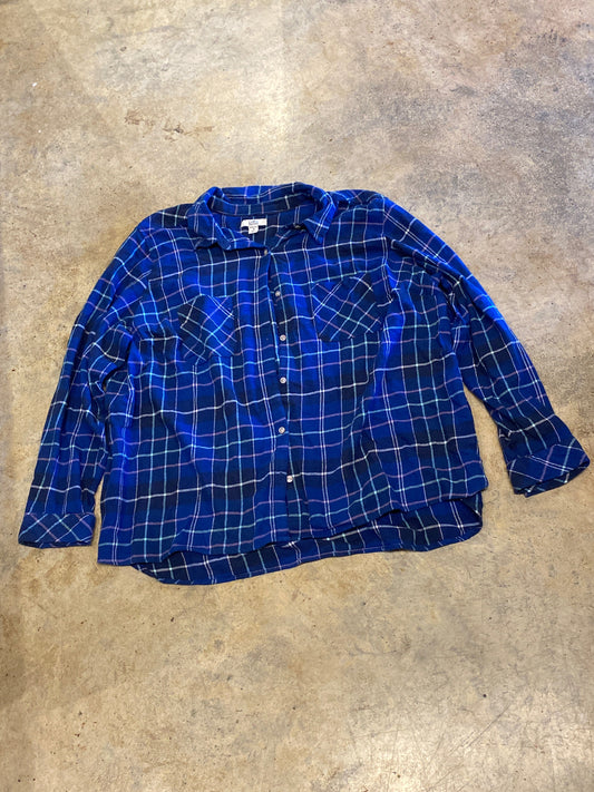 Croft & Barrow Blue Plaid Flannel Woman’s LS XXLarge Shirt