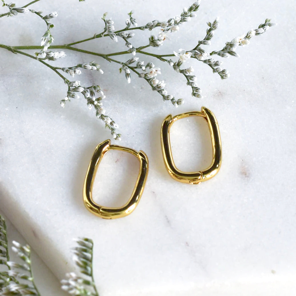 Whimsy’s Jewels | Rectangle Oval Huggie Earrings