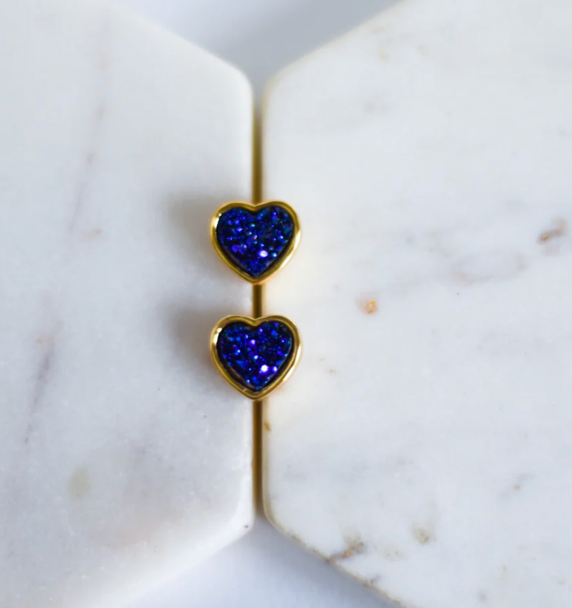 Whimsy’s Jewels | Druzy Heart Gold Stud Earrings