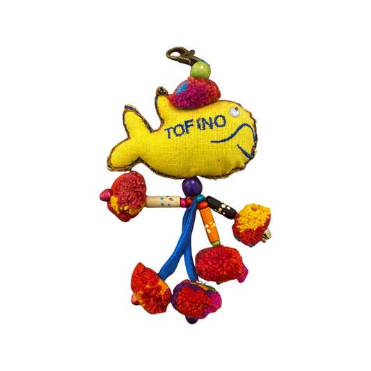 Tofino Embroidered Fish Keychain Holder with Bells