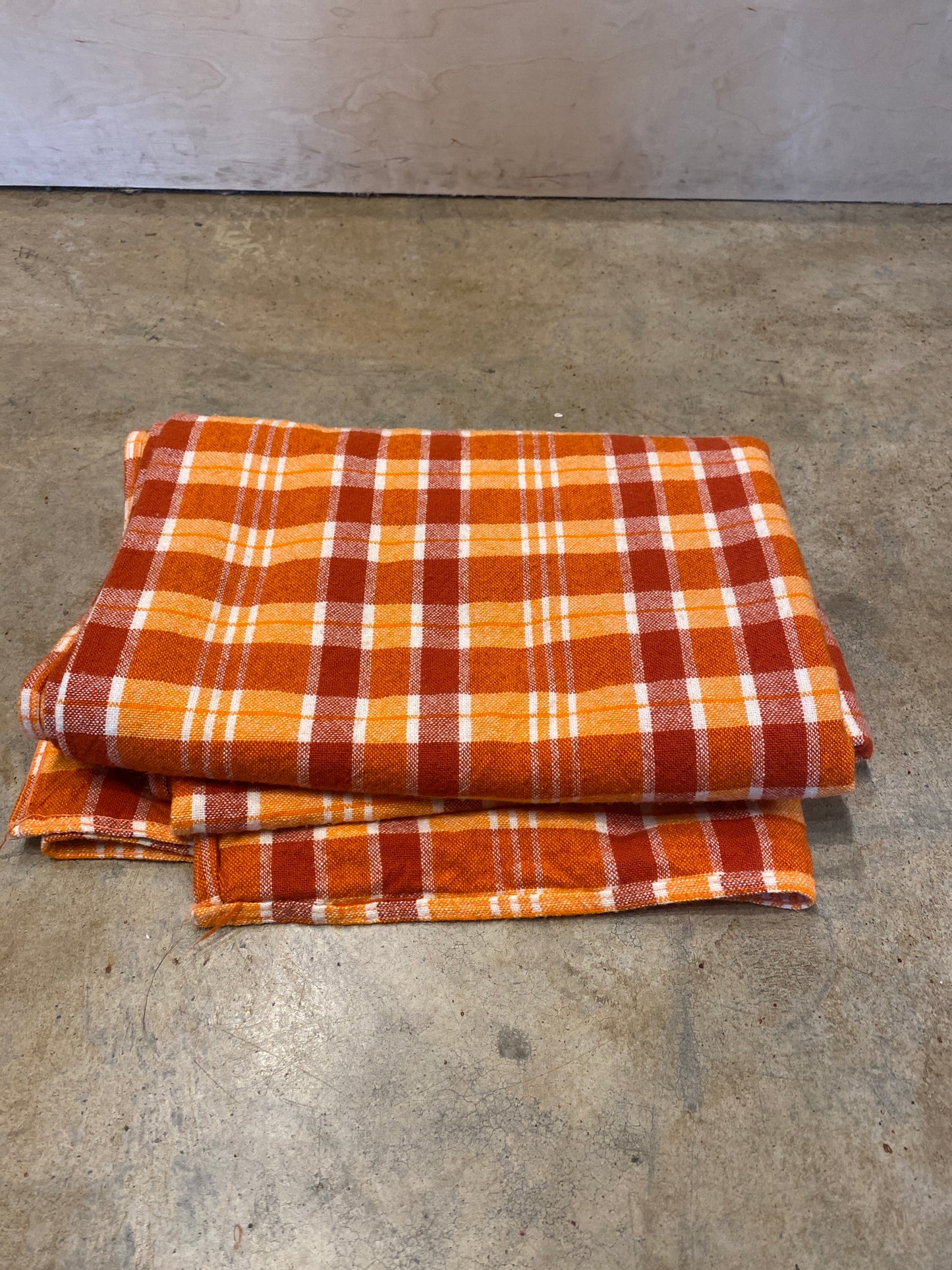 Orange Plaid Wool Blanket