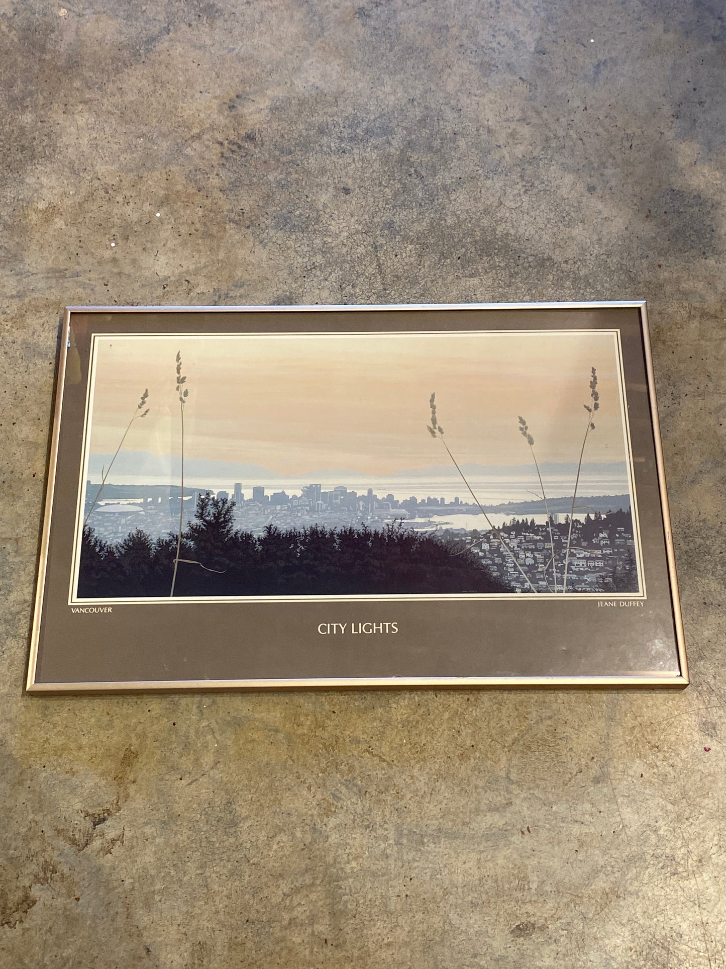 Vancouver Vintage Gold Framed Art ‘City Lights’