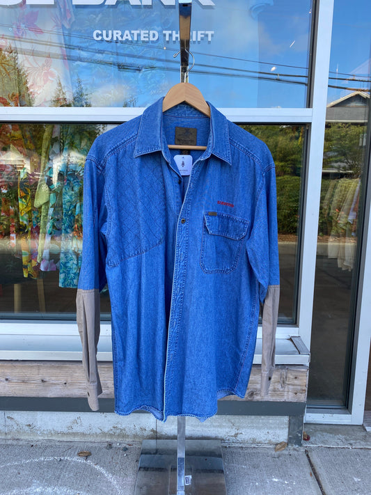 Winchester Denim Padded Shoulder Vintage Long Sleeve Shirt Large