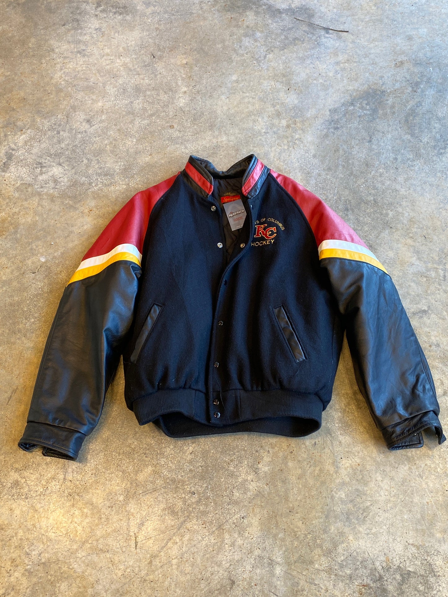 Alberta Sportswear Leather Vintage Jacket Knights of Columbus Hockey KC Chiefs