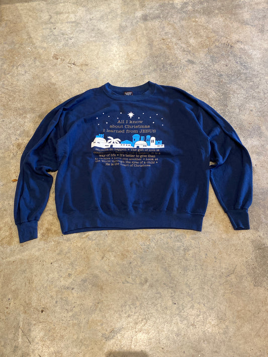 Platinum Sweats Christmas Jesus Navy Blue XXLarge Sweater Vintage