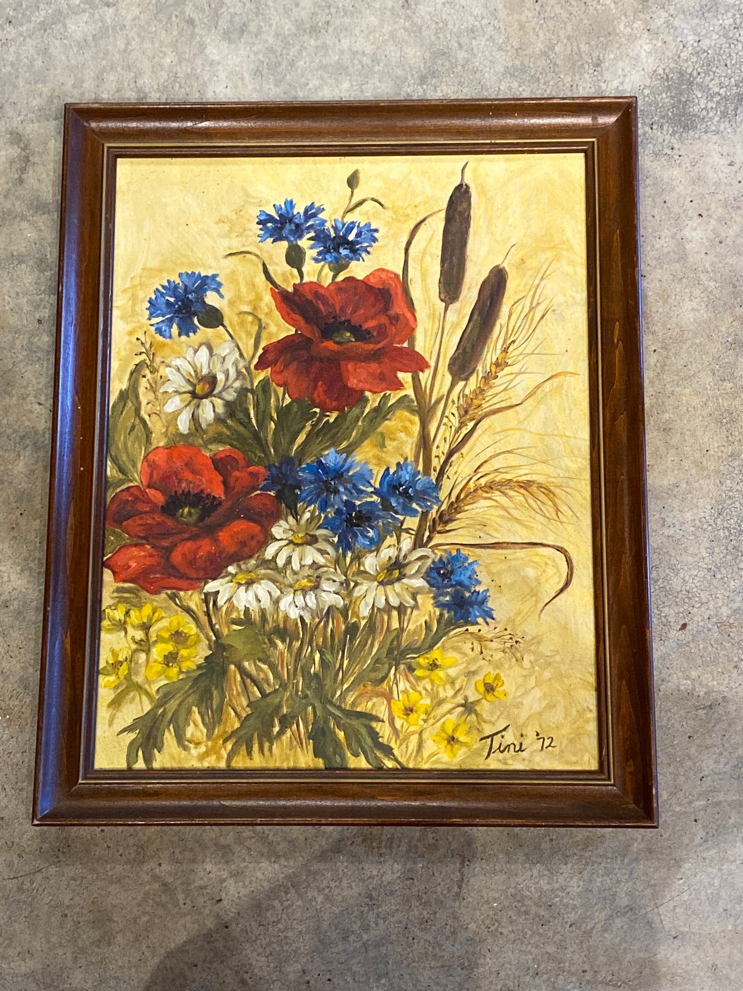 Toni 1972 Painted Floral Wall Art ‘Flower in Vase’