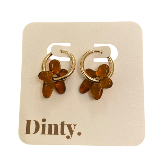 Dinty Designs | Mini Flora Brown & Hoop Earrings