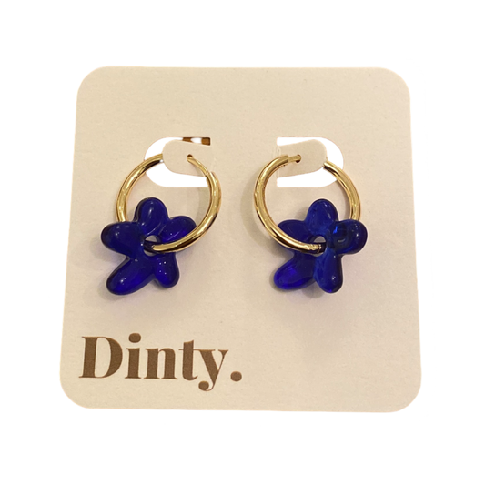 Mini Flora Indigo & Hoop Earrings