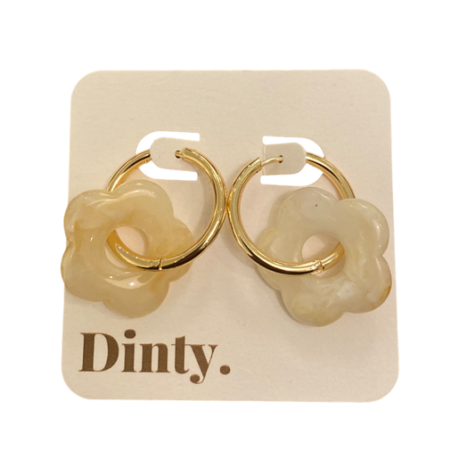 Dinty Designs | Flora Cream & Hoop Earrings