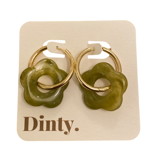 Dinty Designs | Flora Green & Hoop Earrings