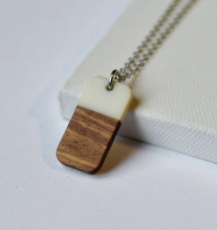 Whimsy's Jewels Vertical Resin And Wood Necklace