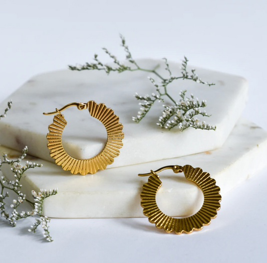 Whimsy’s Jewels | Gold Ruffle 18mm Hoop Earrings
