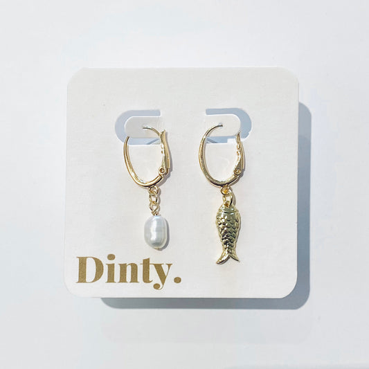 Dinty Designs | Fish + Pearl Earrings
